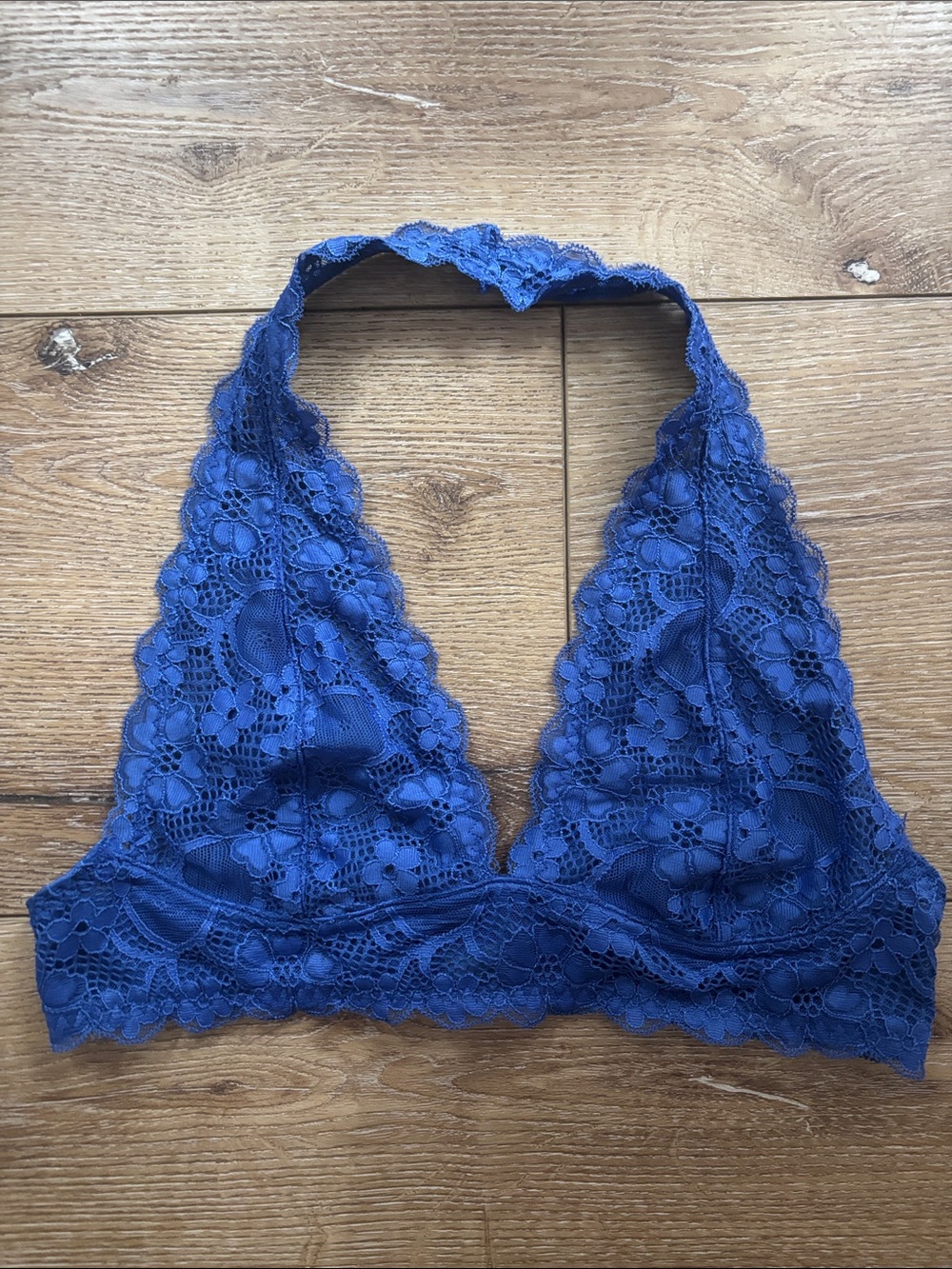 Free People Lace Halter Bralette in Blue/ Purple